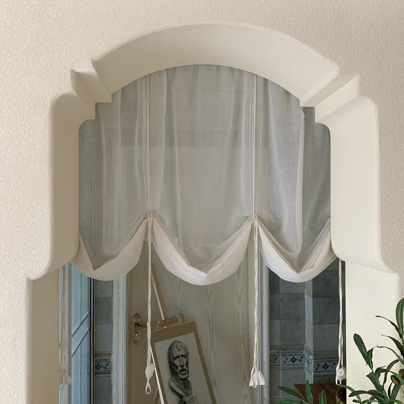 Cortina de elevação de arco de instalação sem perfuração nórdica cortina de elevação cortina curva de Velcro cortina de
