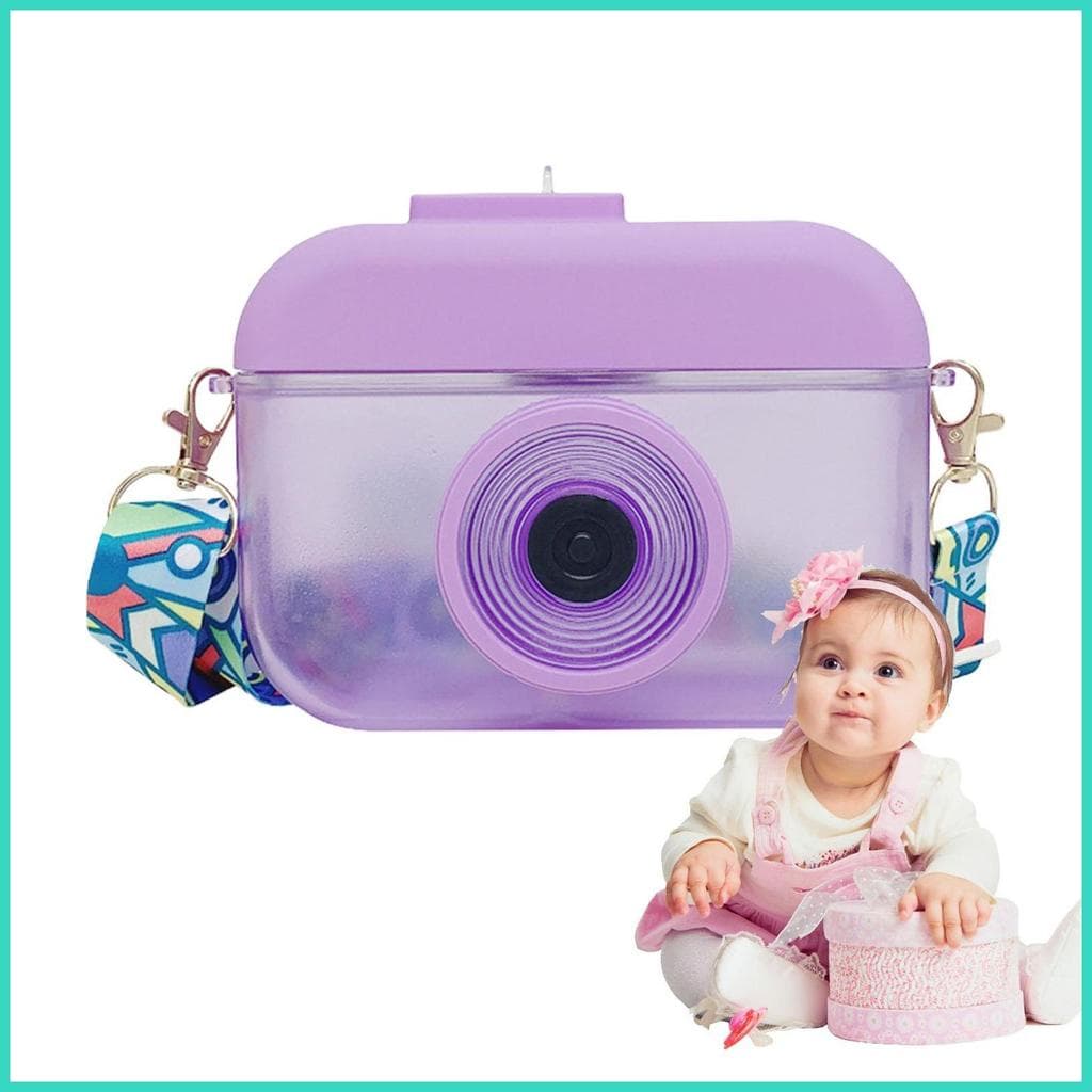 Copo De Água De Palha 400ml Kawaii Em Forma De Câmera Bolsa Potável Acampamento Ao Ar Livre Esportes Garrafas À Prova De