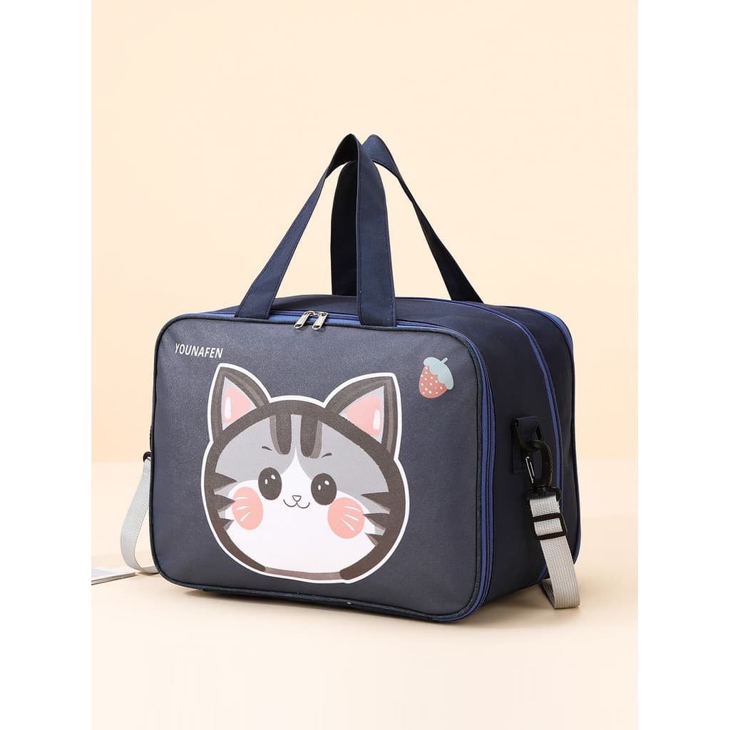 Bolsa de viagem de gato de desenho animado, grande capacidade, curta distância, viagem de negócios, bolsa de embarque, b