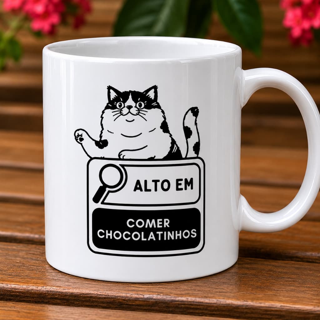 Caneca Divertida de Gatinho 325ml em Porcelana – Presente Criativo para Amantes de Gatos
