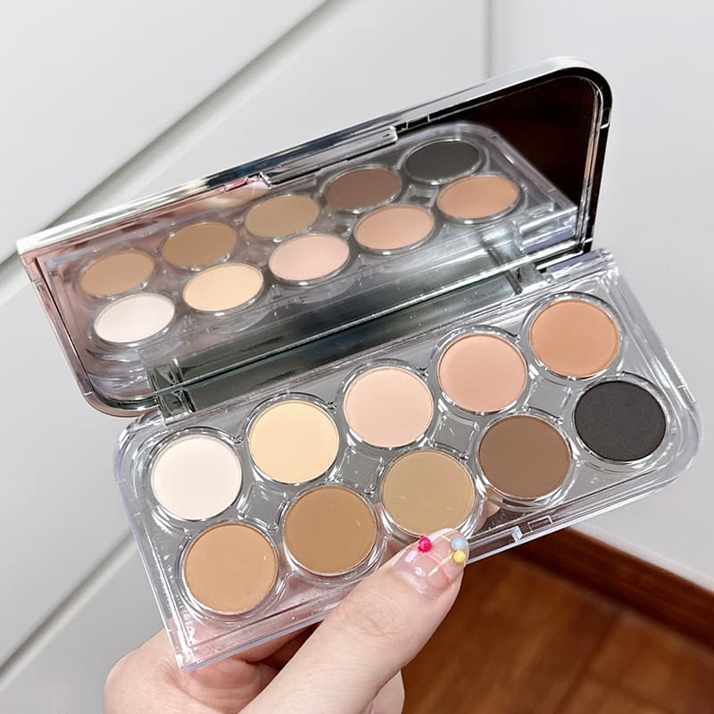 2025 Novo estilo de venda quente paleta de sombras dez cores maquiagem leve diária fosca cor terra preto esfumaçado maqu