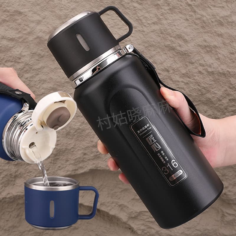 Copo térmico de grande capacidade 1.000ml 316 xícara de chá de aço inoxidável estudante de alta aparência 1500ml chaleir