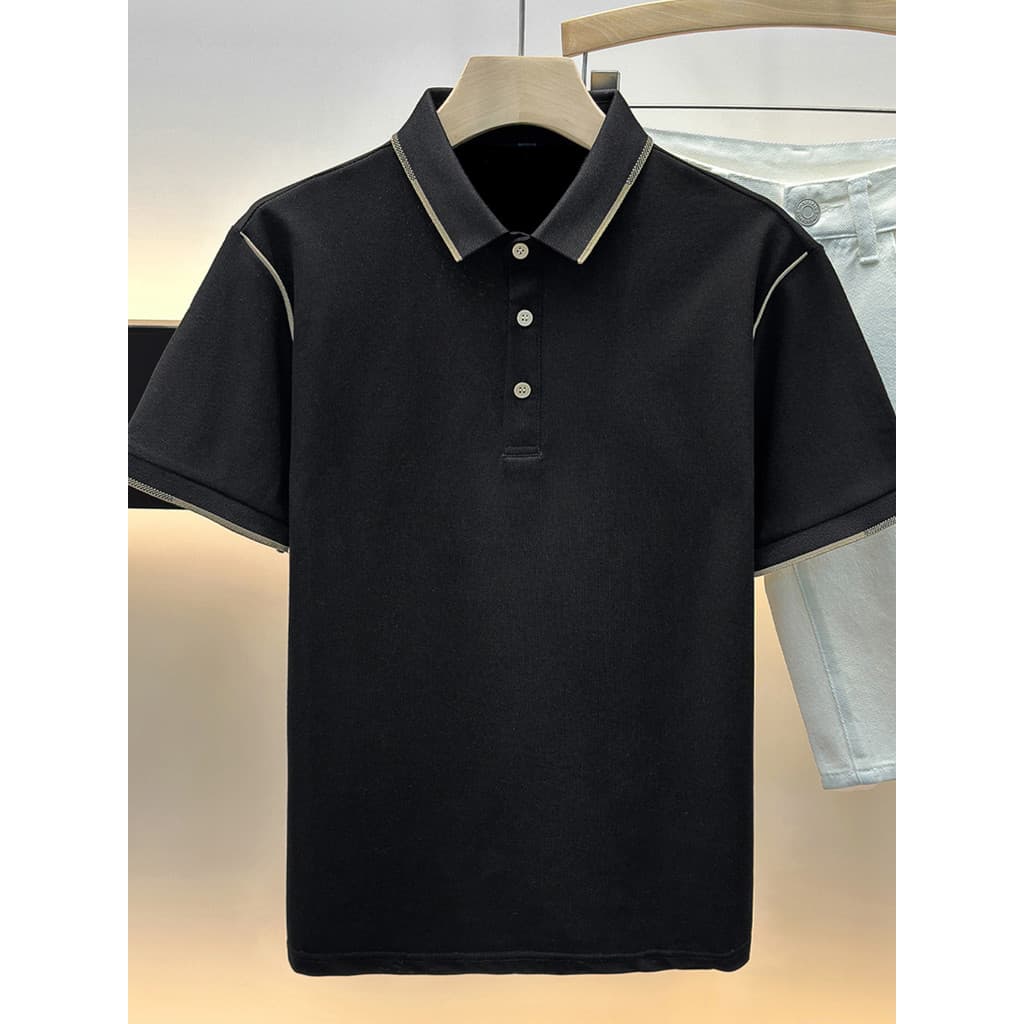 HPCP Verão Simples Camisa polo de Manga Curta Masculina 2025 Novo Estilo Luz Maduro Negócios Slim-Fit Camiseta de Manga