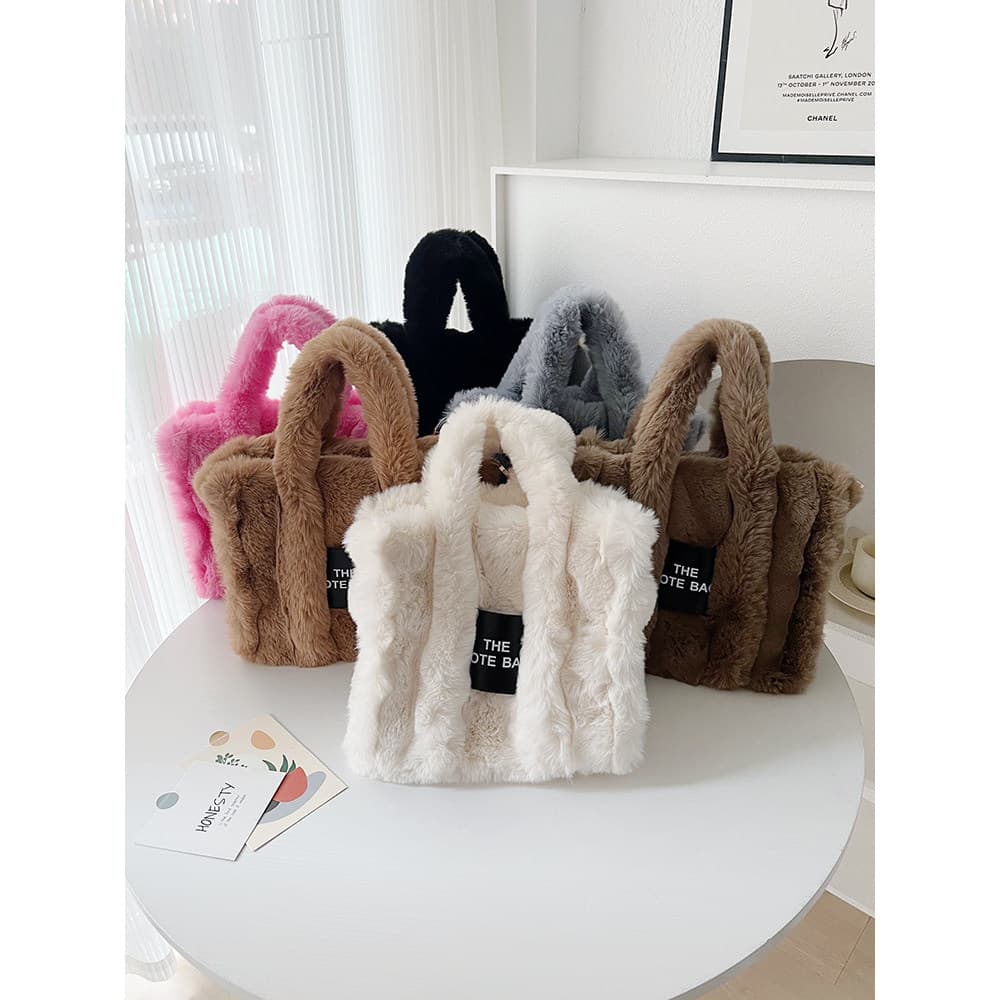 Outono inverno novo estilo portátil saco de pelúcia nicho simples bonito saco grande capacidade All-Match Commuter pelúc