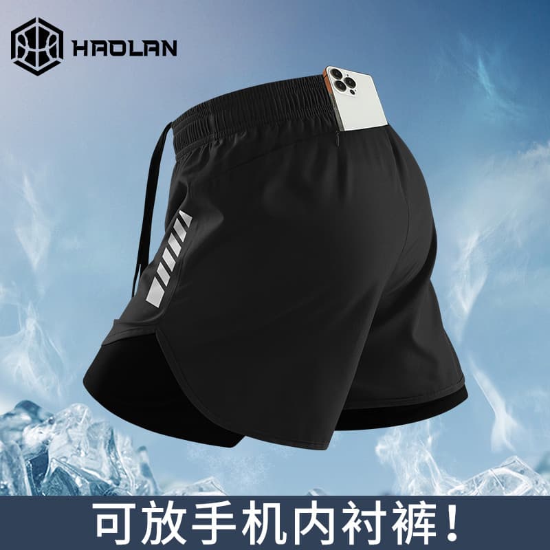 Shorts de corrida masculino maratona pista e campo três pontos esportes forro de Fitness profissional verão secagem rápi