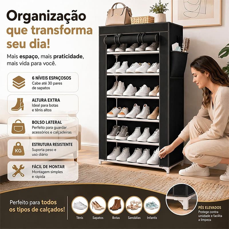 Estante de armazenamento doméstica de várias camadas, fácil de montar, à prova de poeira, para dormitórios