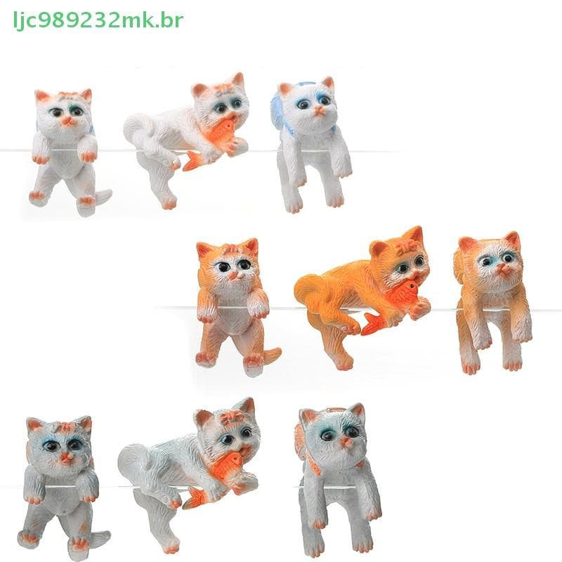 [MYBR] 3 Peças De Decoração Criativa De Aquário Kawaii Cat Subir Em Acessórios Para Tanque De Peixes [WELL]