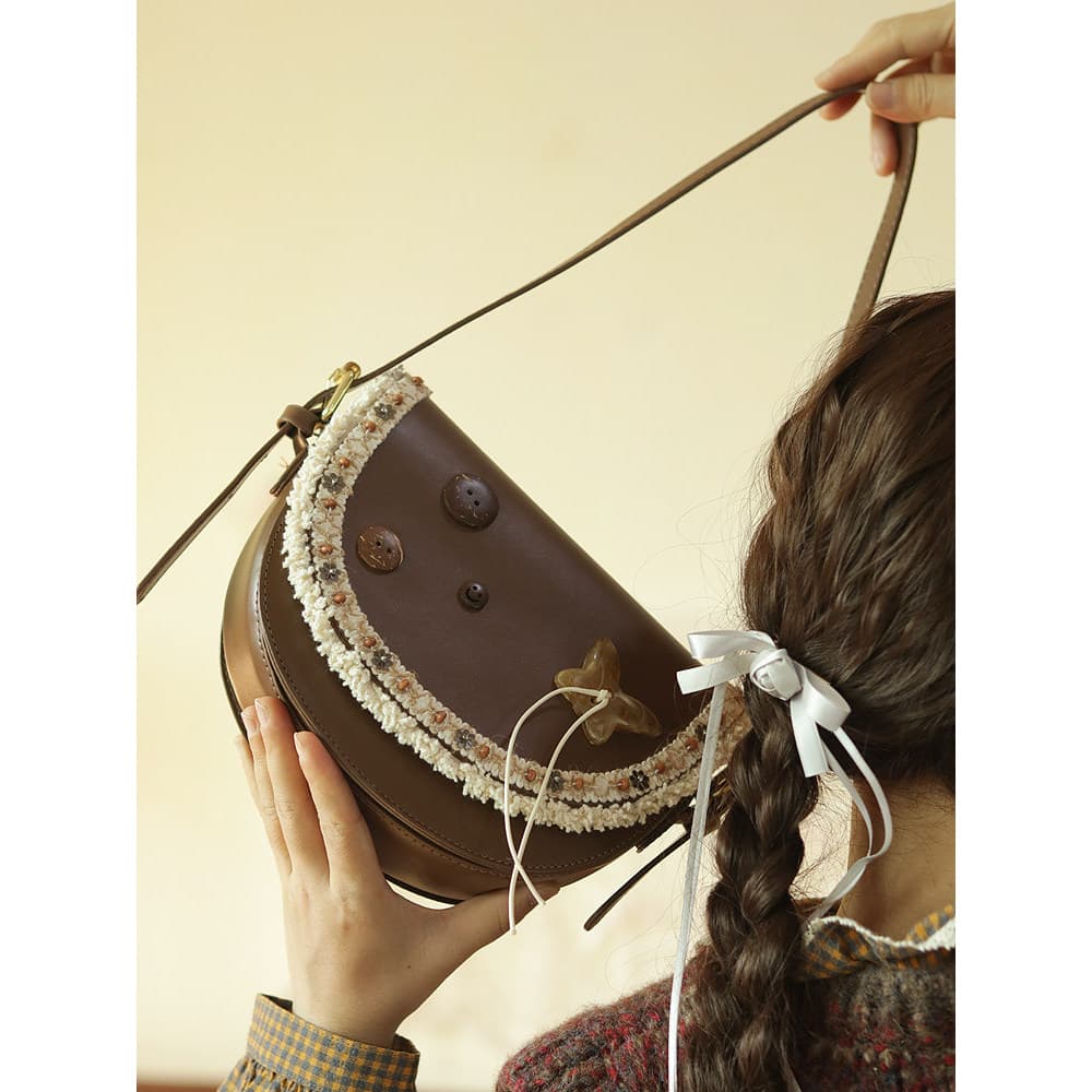 Bolsa bolsa transversal feminino Nicho Design Original Retro sela saco textura High-End All-Match saco do mensageiro de