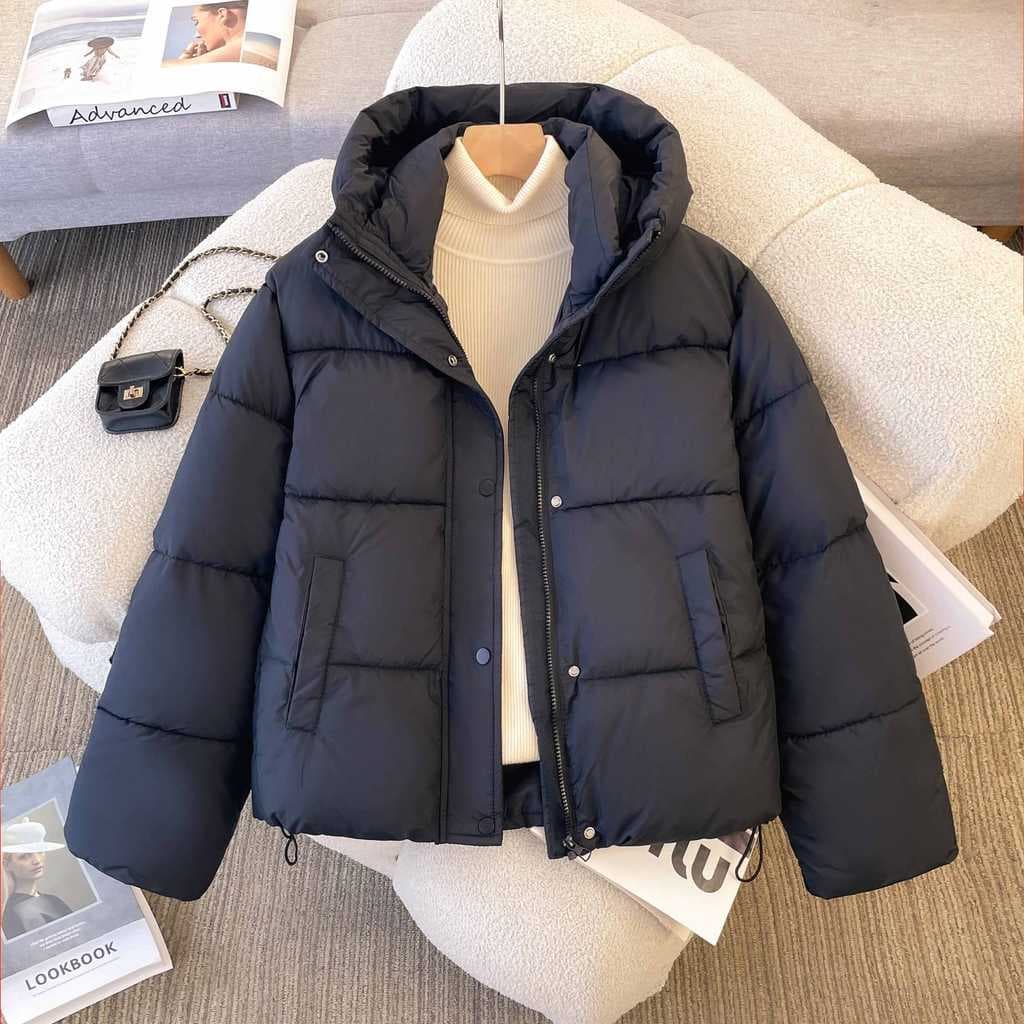 Jaqueta acolchoada feminina inverno 2025 novo estilo engrossado quente pão jaqueta acolchoada com capuz pequena jaqueta