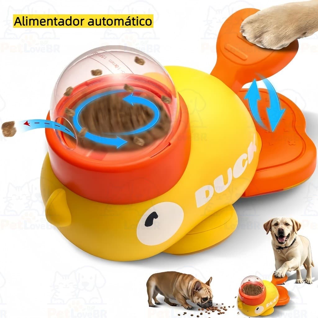 Tigela Lenta Interativa Pato para Pets - Alimentador Divertido e Desafiador