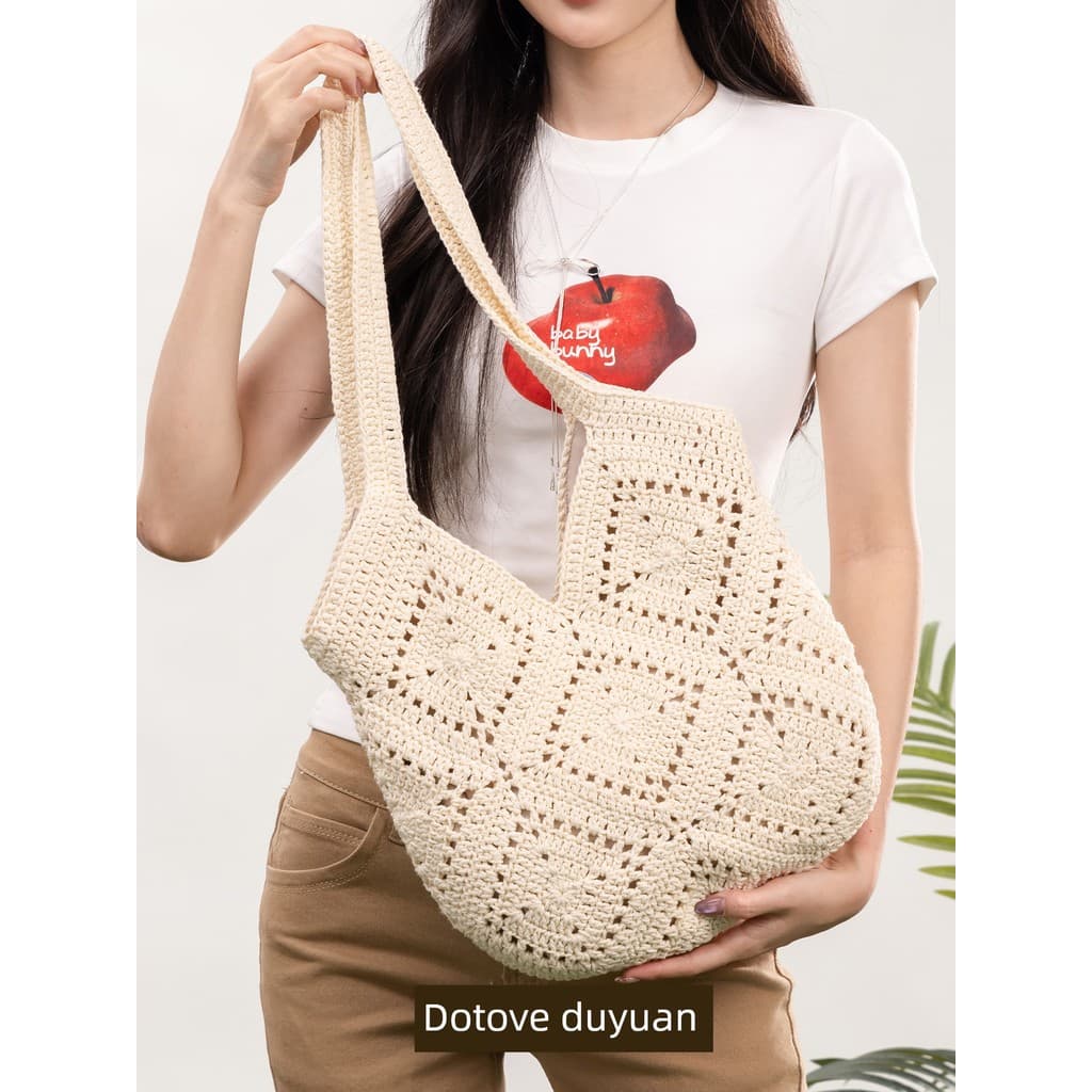 Bolsa bolsa transversal feminino Du Tao estilo preguiçoso saco de malha à mão meninas 2026 novo estilo verão axilas saco