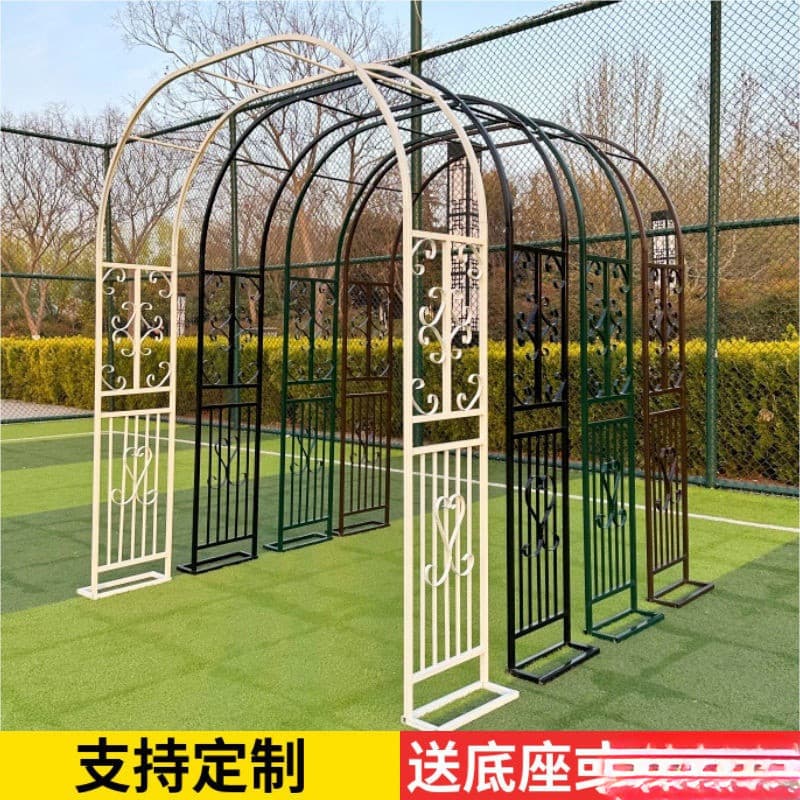 Treliça em arco de ferro forjado estilo europeu para plantas trepadeiras, suporte decorativo para rosas de jardim, supor