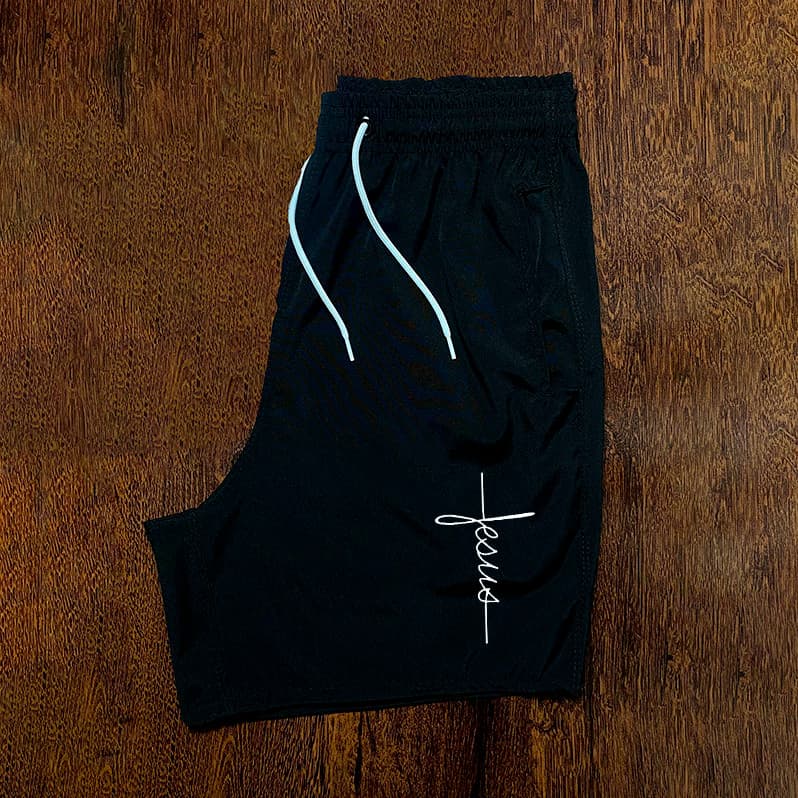 Bermuda Short  Evangelico Masculino Tactel Com elastano CRUZ "JESUS"