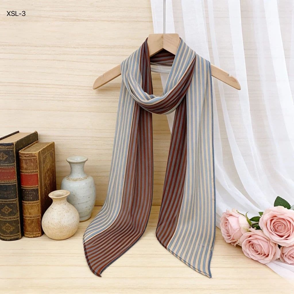 Estilo coreano fita de costura dupla High-End sentimento temperamento All-Match impresso longo lenço de seda senhoras At