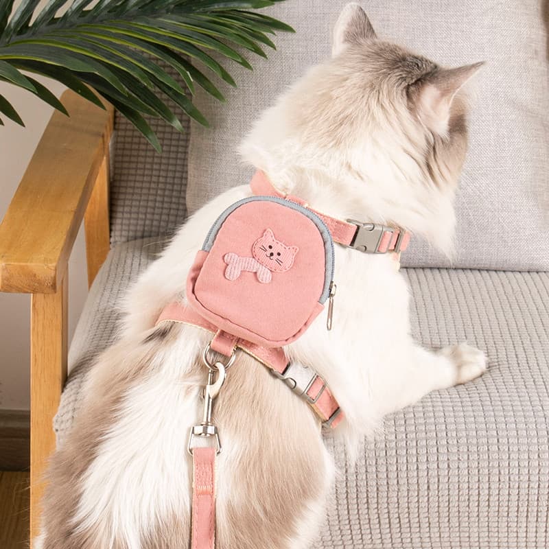 Gato mochila trela Anti-quebra corrente Pet cinta peito cão Outing colete tipo cão andando trela gato andando trela