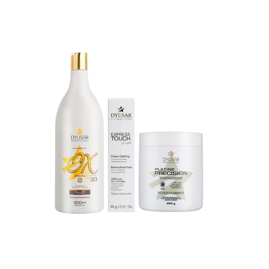 Kit Pó Descolorante de 250 g + Ox de 30 vol + Coloração 9.89