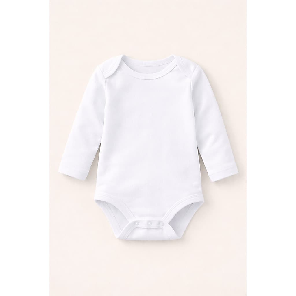 Bodys TinyTots Bebê Manga Longa Branco Algodão Macio Unissex Conforto Diário