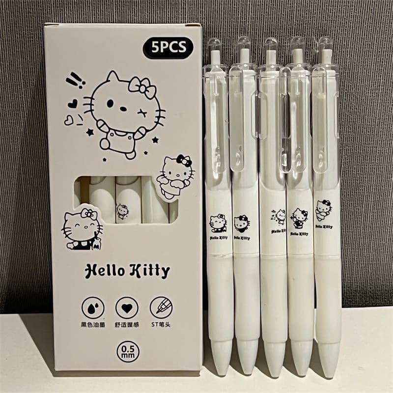 5 Canetas Sanrio Black Press Pen Set 0.5mm Marcadores Escritório Do Estudante Escrever Papelaria