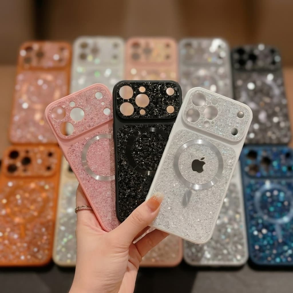 Capa Case Iphone Brilho Suporte Magnético Anti Impacto Luxo