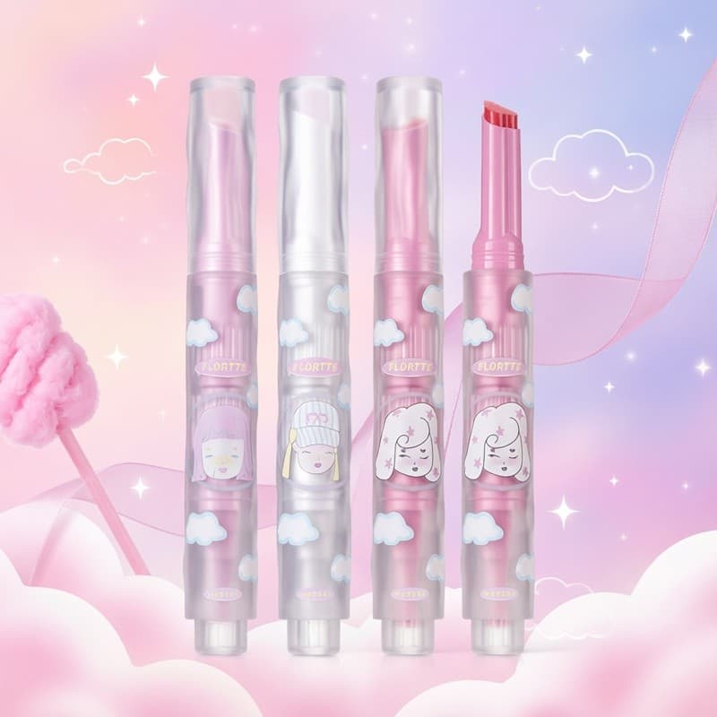 Transparente FLORTTE/Flor Lolia Wackky Girls Dormitório Série Sólida Lama Labial Veludo Brilho Labial Batom Fosco