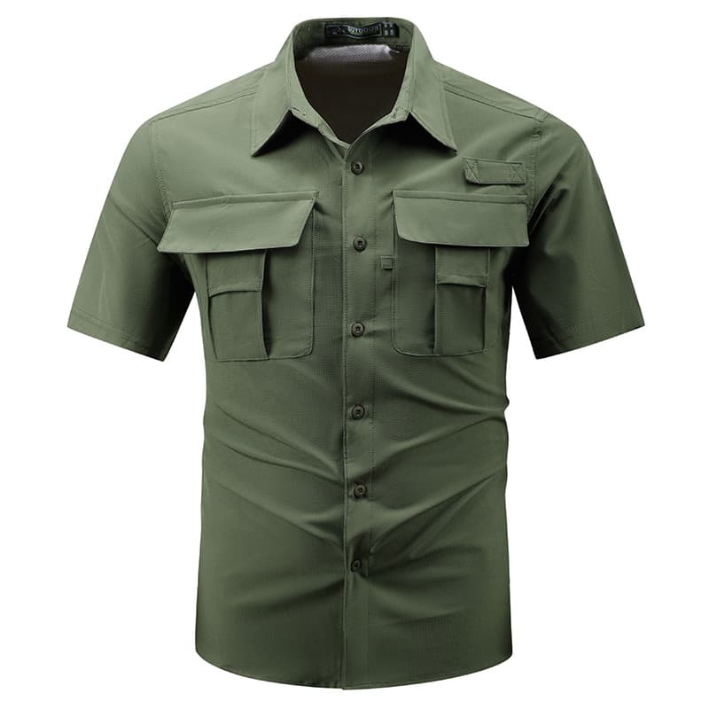 Masculino novo estilo Workwear camisa de manga curta ao ar livre verão Harajuku Casual estilo fino Multi-bolso respiráve