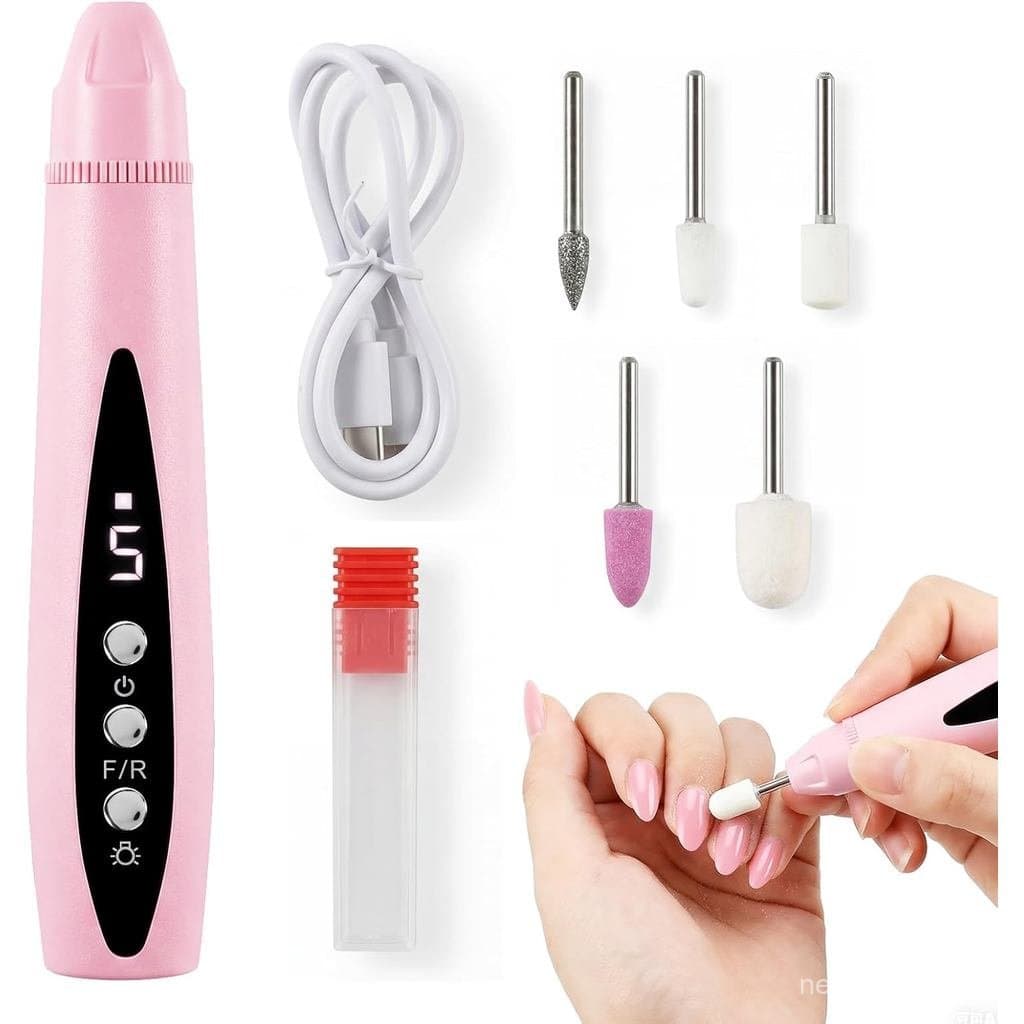 Lixa de Unhas Elétrica para Unhas Grossas, Furador de Unhas Elétrico 2 em 1 com Lâmpada UV, Máquina de Furar Unhas com 5