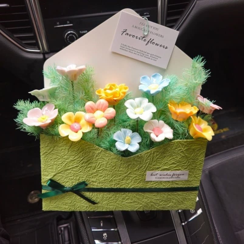 [Buquê de envelope de cerâmica] Buquê de envelope com acabamento Premium Tanabata presente de dia dos namorados para nam
