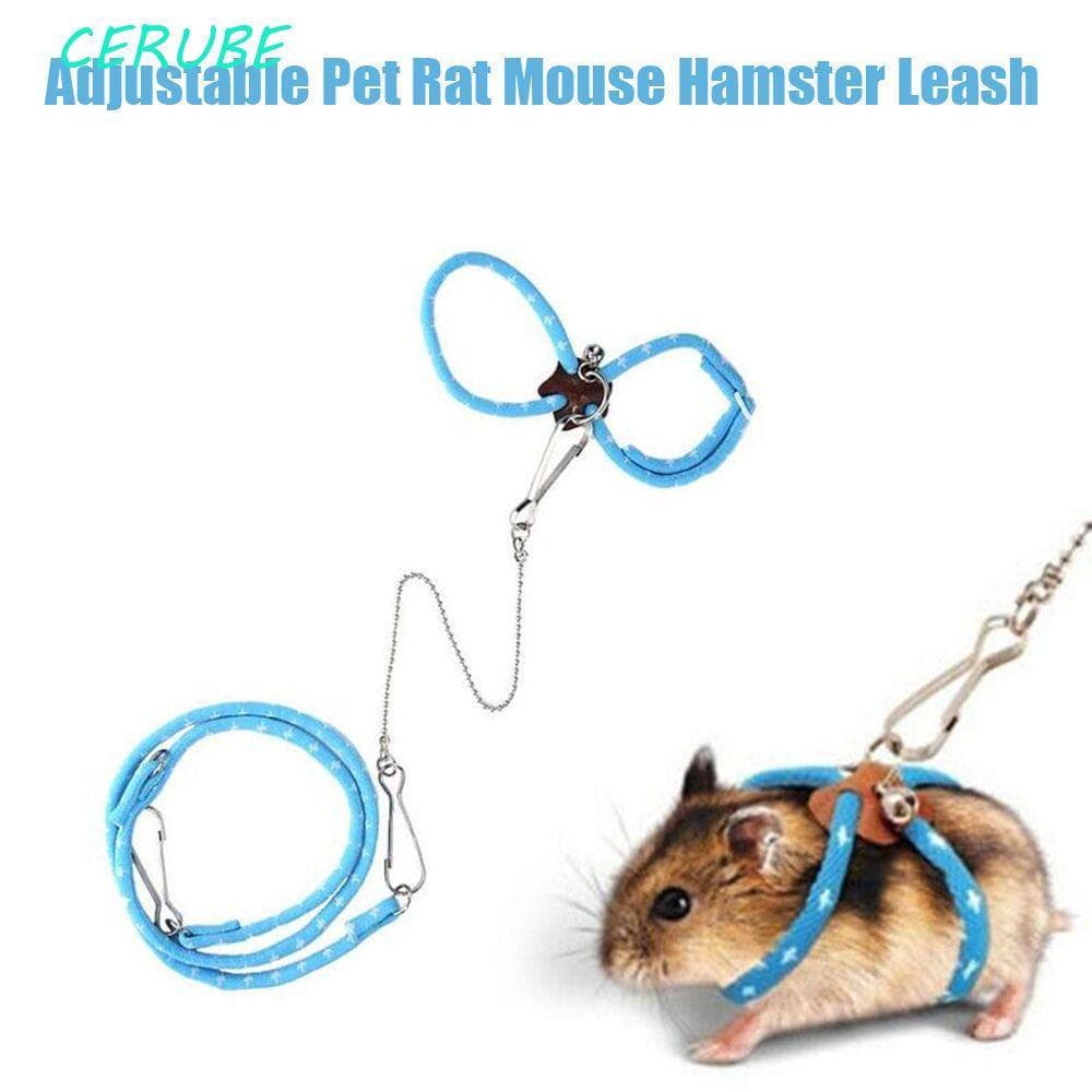 CERUBE Walking Lead Gerbil Corda De Nylon Fofa Ajustável Pequena Com Colete De Rato Sino