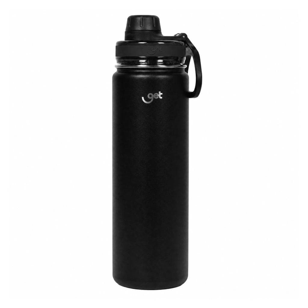 Garrafa Térmica Get Trity - 500ml - Inox - Quente ou Frio - Bico - Base Emborrachada - Preta - 72345