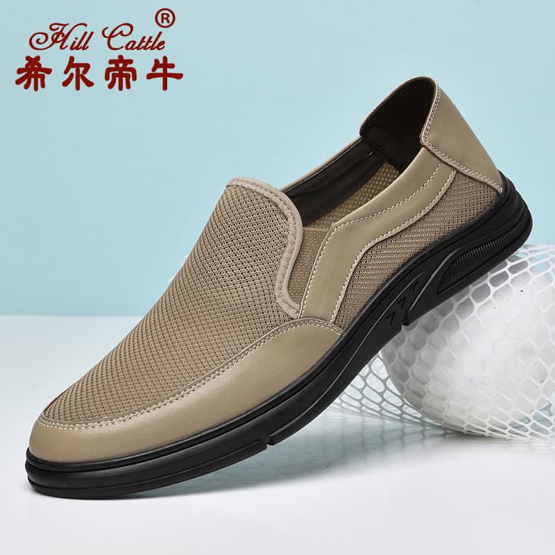 Novos sapatos de malha masculinos ocos respirável deslizamento-em sapatos preguiçosos masculinos casuais desodorante voa