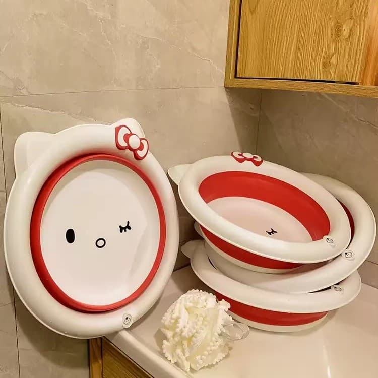 Lavatório dobrável de gato fofo, portátil, dormitório estudantil, lavanderia, Shampoo, bebê, banheiro doméstico