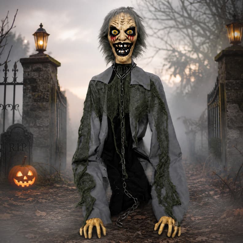 Prisioneiro Zumbi Com Som e Movimento Sensor 60x18x85cm - Decoração Halloween