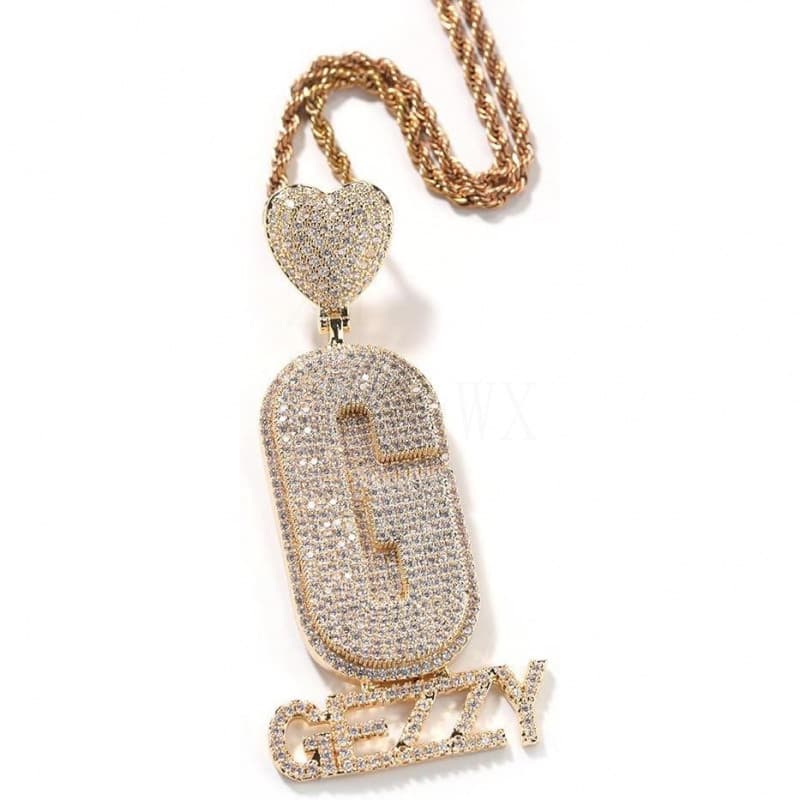 Presente de Dia dos Pais, Colar Hip Hop Masculino Personalizado com Corrente de Tênis, Colar de Diamantes, Pingente Iced