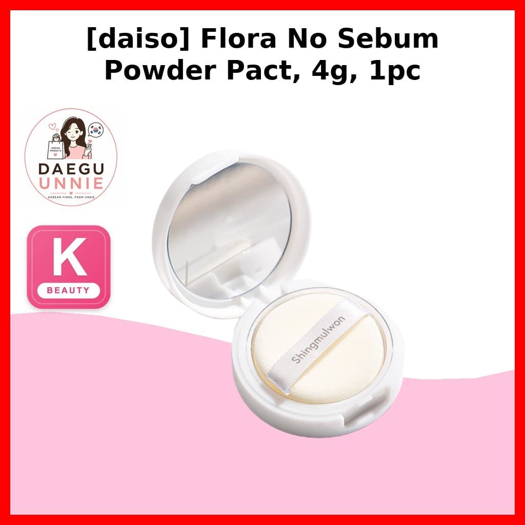 [Daiso] Flora No Sebo Powder Pacto , 4g , 1 Peça/Fabricado Na Coreia Pó/Acabamento Fosco/Fixação De Maquiagem