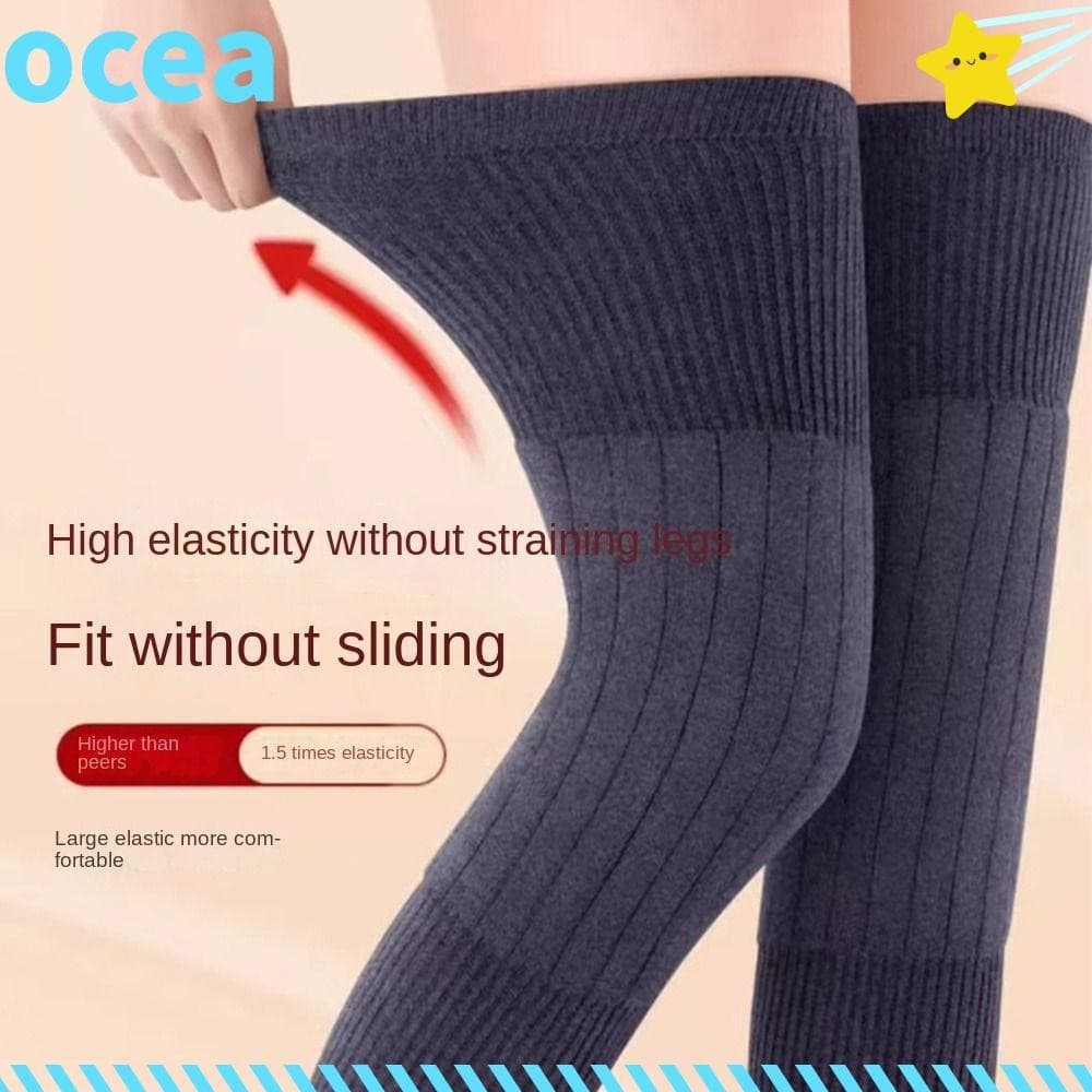 Joelheiras OCEA, Aquecedores de Pernas de Lã Cashmere com Joelheira, Protetor de Joelho Preto/Cinza AEGO