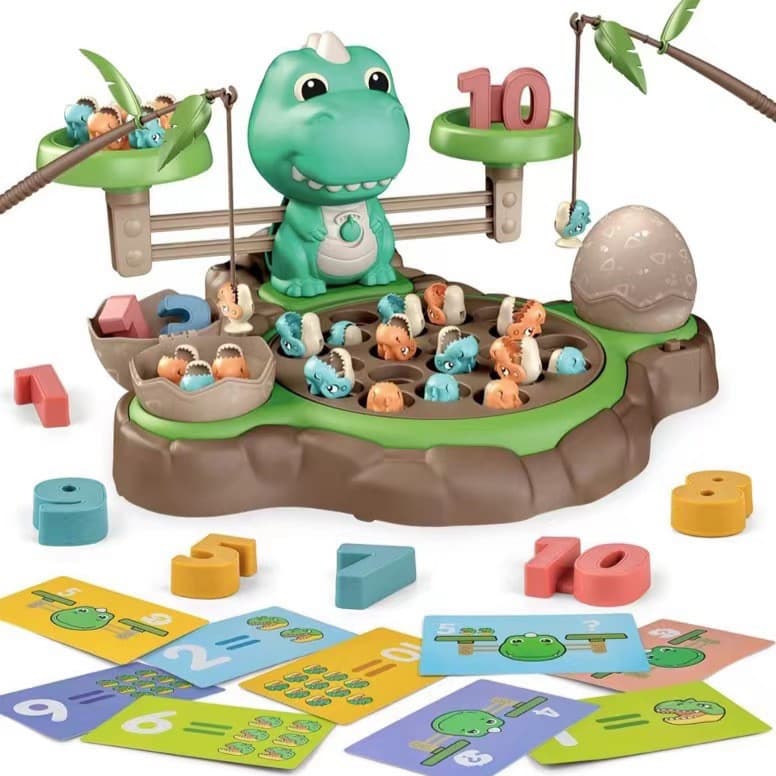 Crianças dos desenhos animados dinossauro elétrico rotativo magnético carretel de pesca Digital Libra educação precoce b