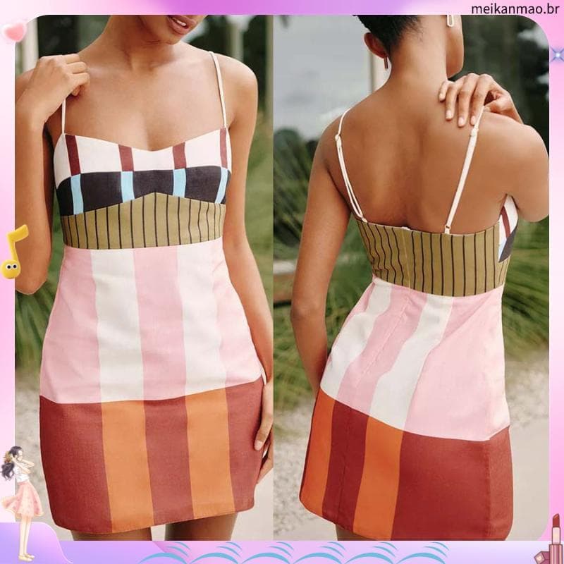 Vestido Sem Alças Estampado , Estilo INS , Casual , Férias , Primavera/Verão , Novo , Solto , Elegante , Feminino E # 39