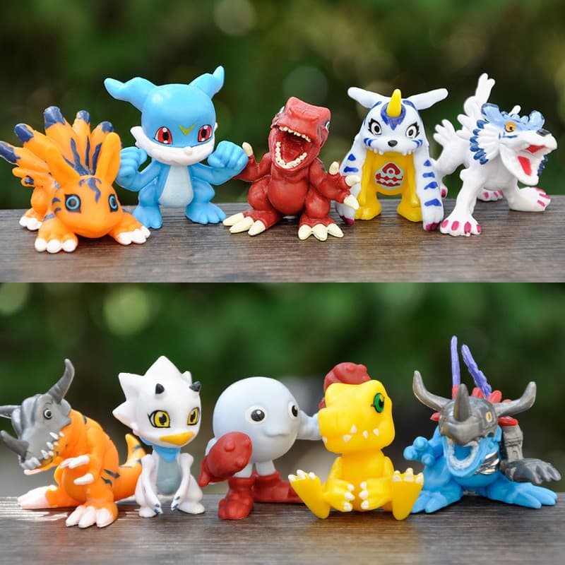 10 peças/conjunto 3-4,5 cm Figuras de Anime Digimon Adventure Gabumon Agumon MetalGreymon Garurumon V-mon Versão Q de De