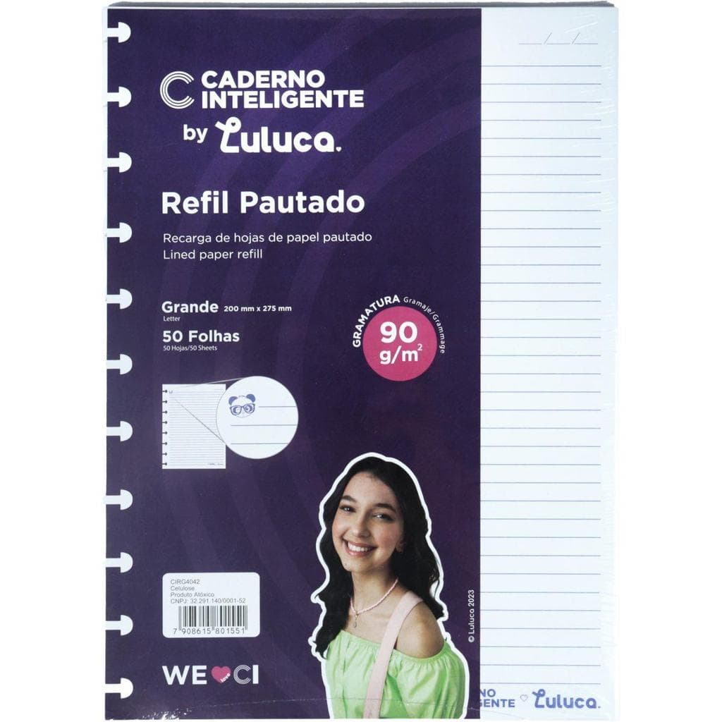 Caderno Inteligente Refil Grande By Luluca Pautado 90 g 50 fls. - Caderno Inteligente