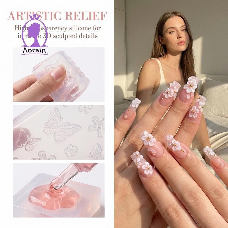 Molde De Silicone 3D Para Arte Em Unhas , Modelo Flexível Manicure , Uso Doméstico , Cena Criativa De .