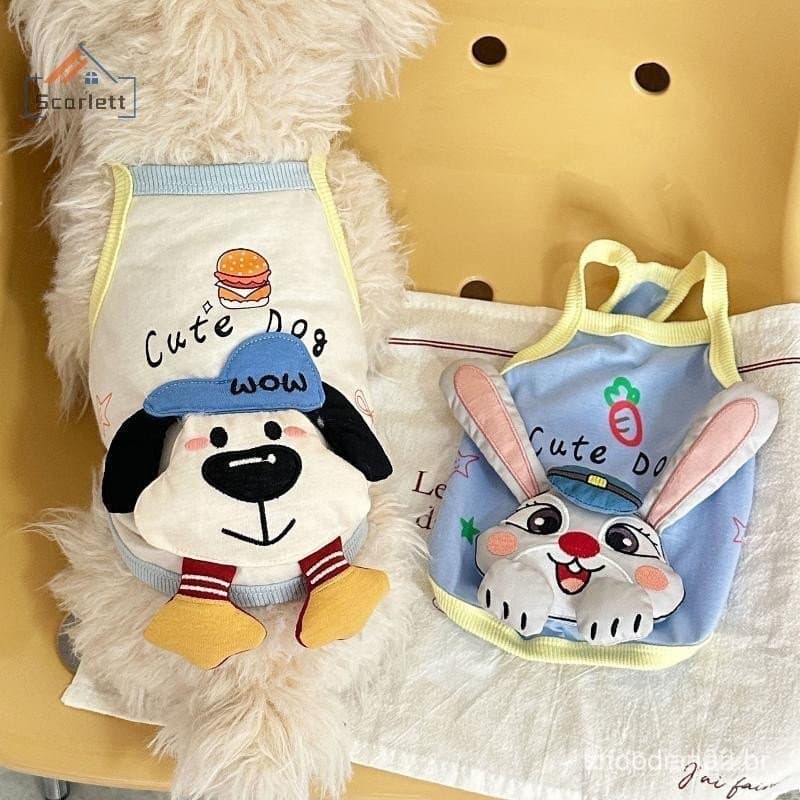 [Scarlett] Novo Tridimensional Bonito Desenho Animado Cachorro Coelho Boneca Filhote De Estilingue Colete Roupas De Gato
