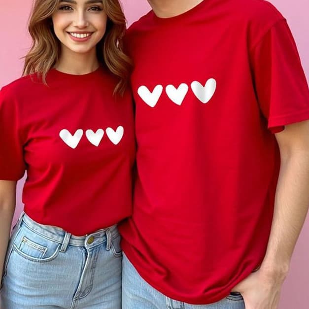 Kit 2 Camisetas Casal Namorados Romanticos Coraçoes Lindos Tendencia Estilosa