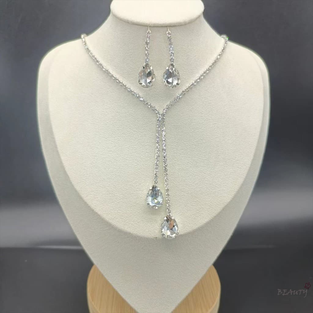 Conjunto De Joias De Noiva Com Strass – Colar E Brincos De Casamento Feminino Para Aniversário