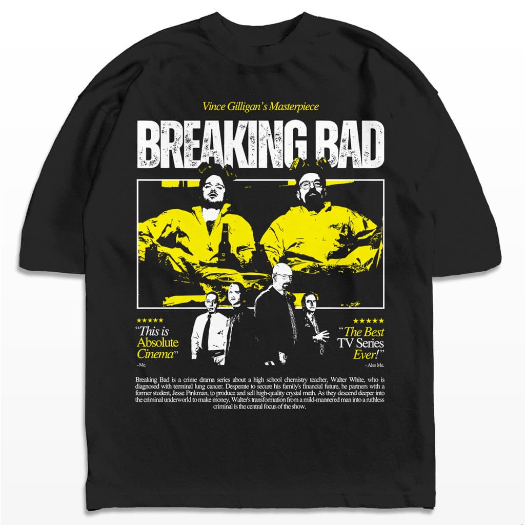 Camisa Oversized Breaking Bad Heisenberg Fan Art Streetwear Casual Camiseta Algodão Estilo Vintage