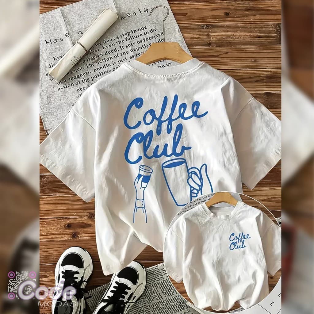 Camisa Camiseta T-Shirt Coffee Club Café Estilo Vintage Algodão Aesthetic