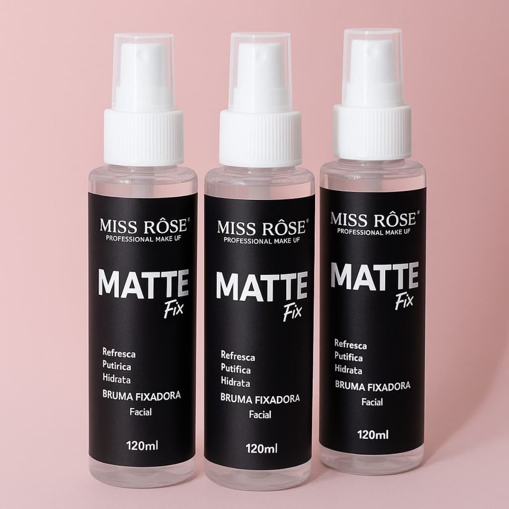 Bruma Fixadora Facial Matte Fix Miss Rosê 120ml – Prolonga a Maquiagem e Controla a Oleosidade