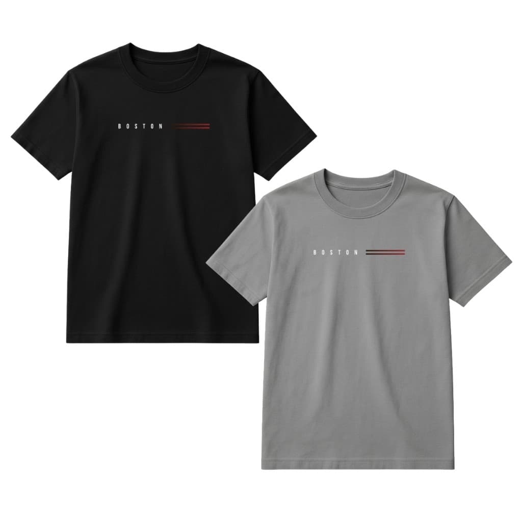 Kit 2 Camiseta Masculina Estampada Boston 100% Algodão Fio 30.1 Premium Camisa Estilosa