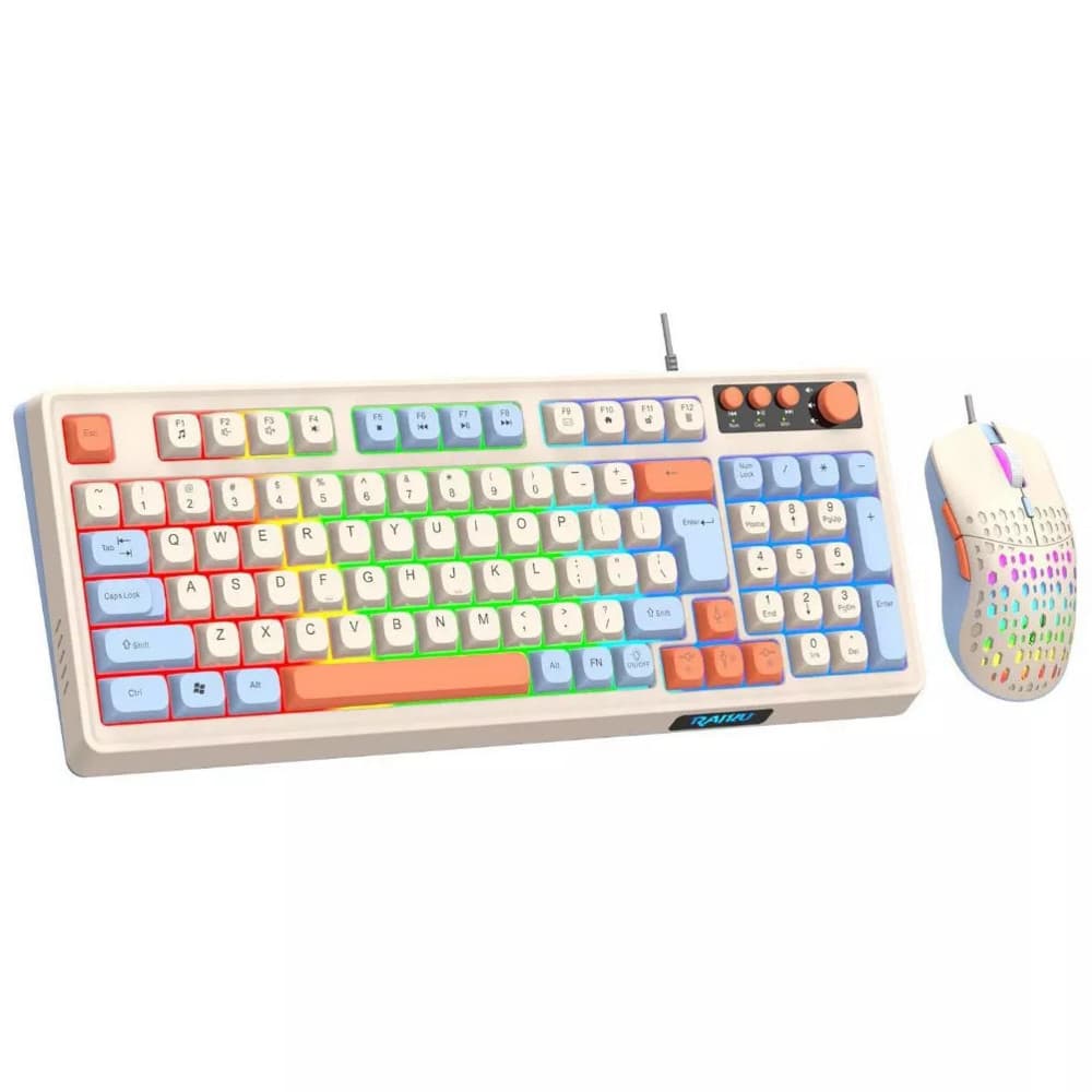 Kit Teclado E Mouse De Gamer Com Fio Para Três combinações de cores Iluminado 98 Teclas