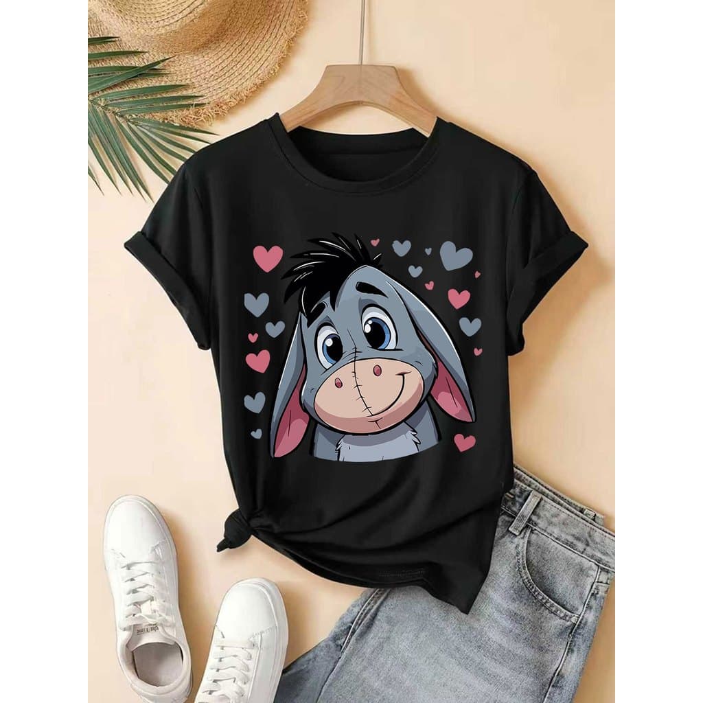 Camiseta  Estampa Amor Manga Curta Camiseta Fofa de Gola Redond, Ideal para Uso Casual no Dia a Dia na Primavera e Verão