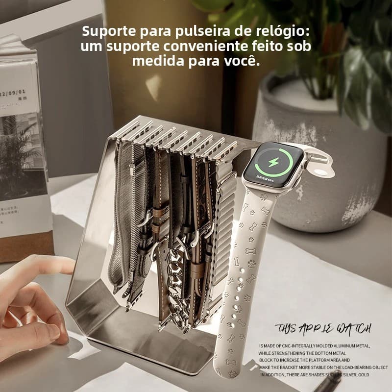 Adequado para suporte de carregamento do Apple Watch, suporte para armazenamento de pulseiras, suporte metálico para car